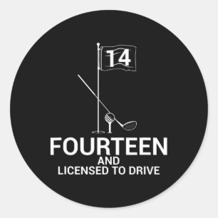 Grappige golfspreuk tiener golfer 14e verjaardag ronde sticker