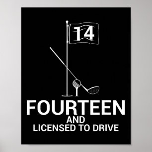 Grappige golfuitspraak tiener golfer 14e verjaarda poster