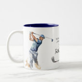 Grappige golfvader Happy Vaderdag Tweekleurige Koffiemok (Links)