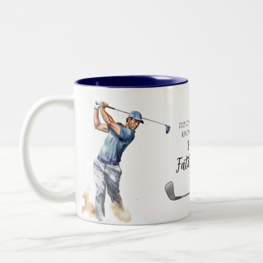 Grappige golfvader Happy Vaderdag Tweekleurige Koffiemok (Links)