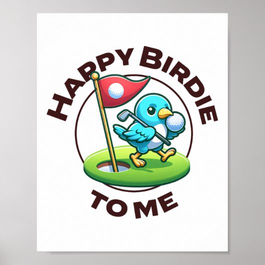 Grappige golfverjaardag Happy Birdie Golfer Kinder Poster (Voorkant)