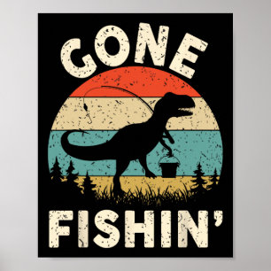 Grappige Gone Fishing-shirt Mannen Vrouwen Jongens Poster