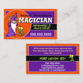 Grappige goochelaar illusionist goochelfeest uitvo visitekaartje (Voorkant / Achterkant)