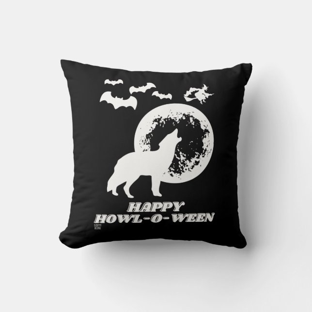 grappige gooikussens "HAPPY HOWL-O-WEEN 2" Kussen (Voorkant)