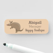 Grappige gordeldier blije cartoon gepersonaliseerd naamplaatje (In situ)