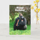 Grappige Gorilla Accordeon Speler Verjaardag Kaart (Gele Bloem)
