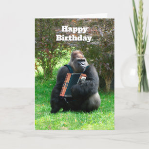 Grappige Gorilla Accordeon Speler Verjaardag Kaart