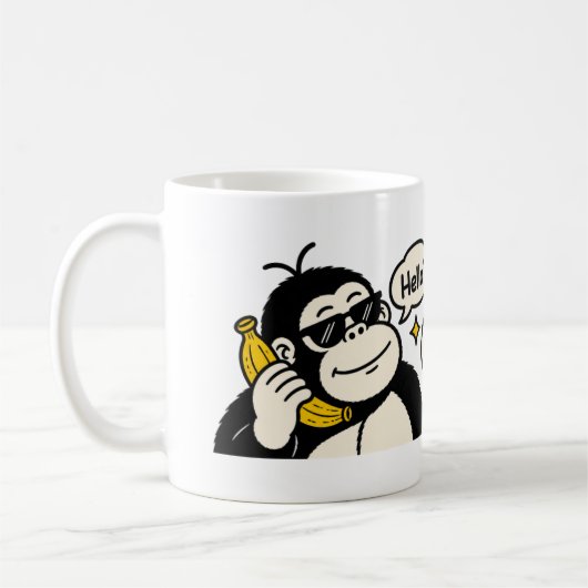Grappige Gorilla Banaan Telefoon Sticker Koffiemok (Links)