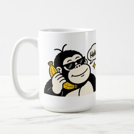 Grappige Gorilla Banaan Telefoon Sticker Koffiemok (Links)