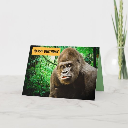 GRAPPIGE GORILLA FOTOGRAFIE VERJAARDAG KAART (Voorkant)