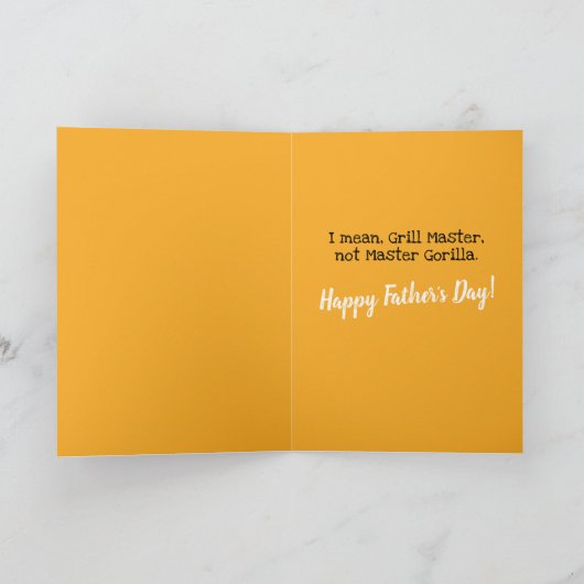Grappige Gorilla Grill Meester Vaderdag Kaart (Binnen)