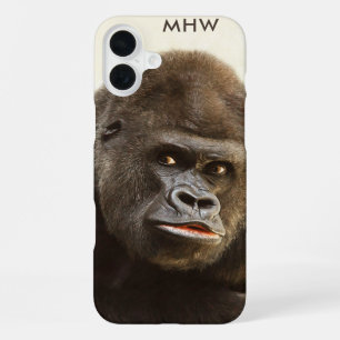 Grappige Gorilla op maat gemaakte monogram telefoo iPhone 16 Plus Hoesje
