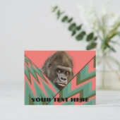 Grappige Gorilla Roze Groen Chevron Postkaart (Staand voorkant)