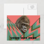 Grappige Gorilla Roze Groen Chevron Postkaart (Voorkant / Achterkant)