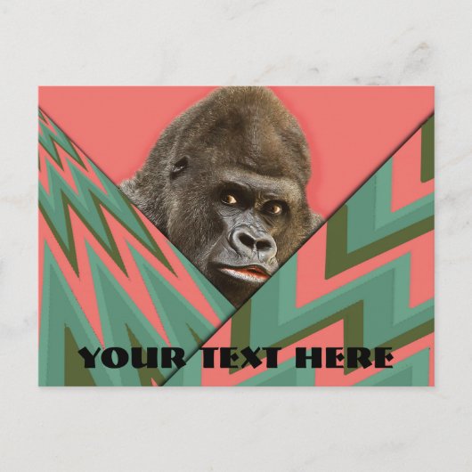 Grappige Gorilla Roze Groen Chevron Postkaart (Voorkant)