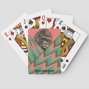 Grappige Gorilla Roze Groen Chevron Speelkaarten
