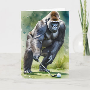 Grappige Gorilla Spelen Golf Blank Groet Kaart