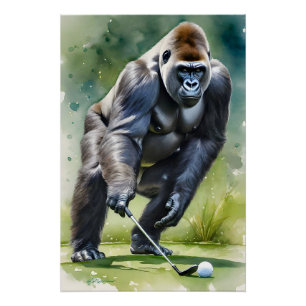 Grappige Gorilla Spelen Golf Perfect Poster