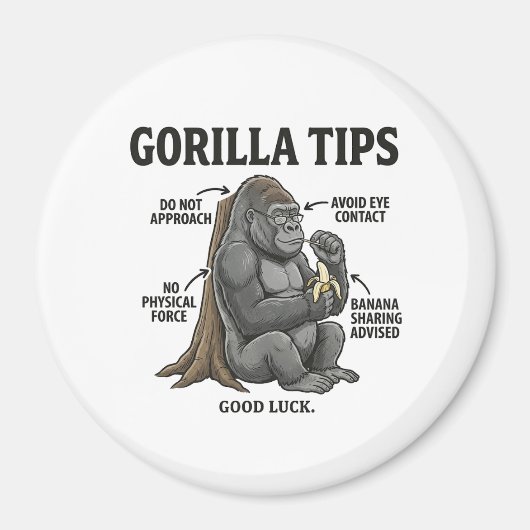 Grappige Gorilla Veiligheidstips Infographic Illus Magneet (Voorkant)