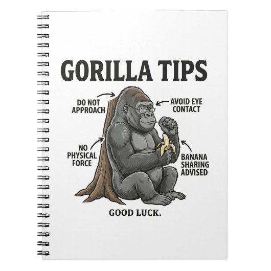 Grappige Gorilla Veiligheidstips Infographic Illus Notitieboek (Voorkant)