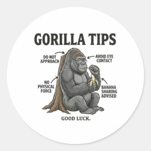Grappige Gorilla Veiligheidstips Infographic Illus Ronde Sticker