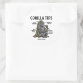Grappige Gorilla Veiligheidstips Infographic Illus Ronde Sticker (Tas)