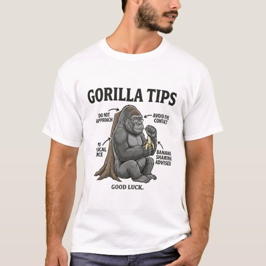 Grappige Gorilla Veiligheidstips Infographic Illus T-shirt (Voorkant)