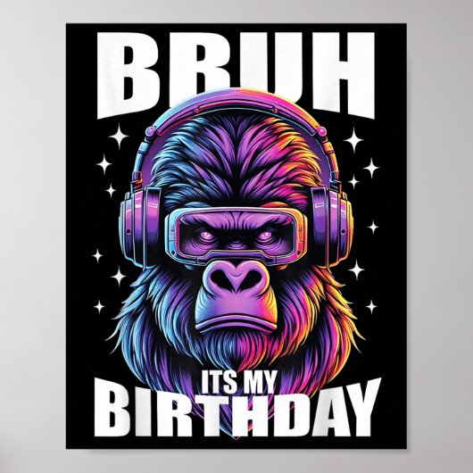 Grappige Gorilla Verjaardag Jongens Volwassen Kind Poster (Voorkant)