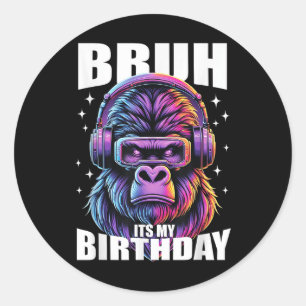 Grappige Gorilla Verjaardag Jongens Volwassen Kind Ronde Sticker