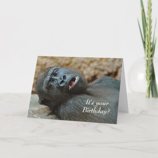 Grappige gorilla verjaardag kaart (Voorkant)