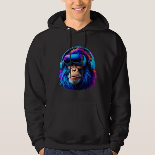 Grappige Gorilla VR Spelen Label Gorilla Monke Gor Hoodie (Voorkant)