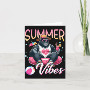 Grappige gorilla zwemmen float zomer vibes strand kaart