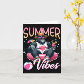 Grappige gorilla zwemmen float zomer vibes strand kaart (Gele Bloem)