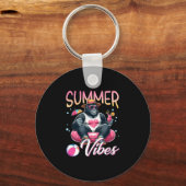 Grappige gorilla zwemmen float zomer vibes strand sleutelhanger (Voorkant)