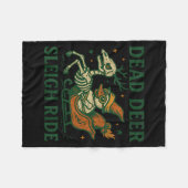 Grappige Goth Kerst Pun Y Rendier Skelet Kerstmis Fleece Deken (Voorkant (Horizontaal))
