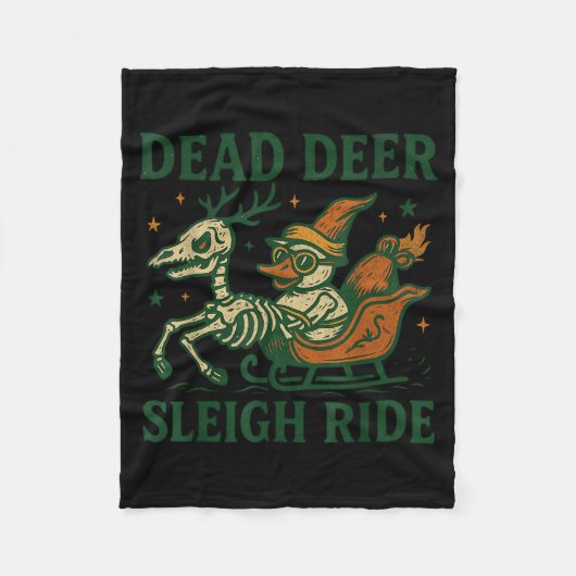 Grappige Goth Kerst Pun Y Rendier Skelet Kerstmis Fleece Deken (Voorkant)