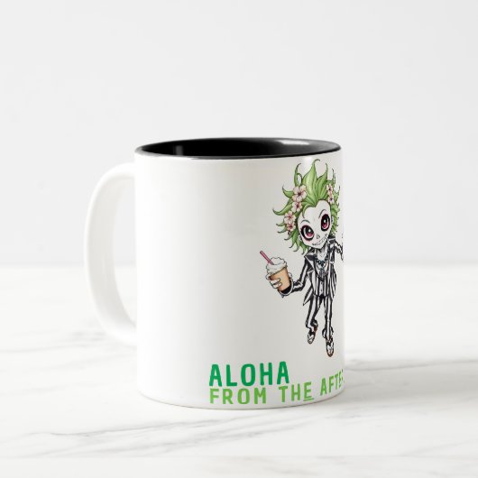Grappige Gothic Skeleton Coffee Mok, Halloween Tweekleurige Koffiemok (Voorkant links)