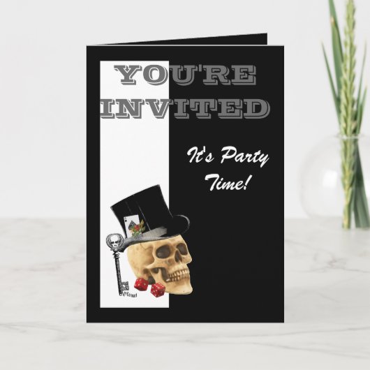 Grappige Gotische het gokken Steampunk schedel (Voorkant)