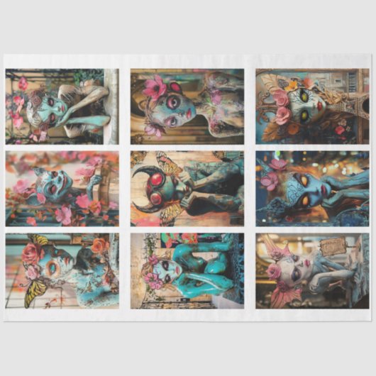 Grappige gotische Parijs Gargoyle Decoupage Tissuepapier (Voorkant)