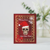 Grappige gotische schedel kerstman feestdagenkaart (Staand voorkant)