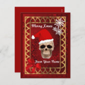 Grappige gotische schedel kerstman feestdagenkaart (Voorkant / Achterkant)