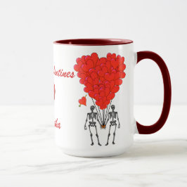 Grappige gotische skeletten & liefde hart Valentij Mok