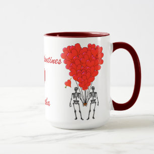 Grappige gotische skeletten & liefde hart Valentij Mok