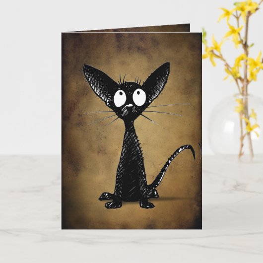 Grappige gotische zwarte oosterse kat gewoonte kaart