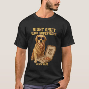 Grappige Goud Retriever Hond Eet Pizza Supervisor T-shirt