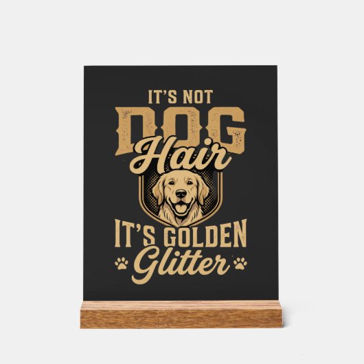 Grappige Goud Retriever Hond Haar Glitter Acryl Bord (Voorkant)