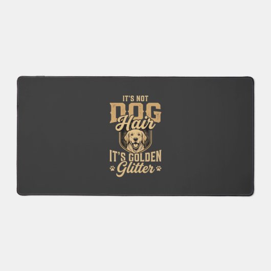 Grappige Goud Retriever Hond Haar Glitter Bureaumat (Voorkant)