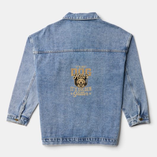 Grappige Goud Retriever Hond Haar Glitter Denim Jacket (Achterkant)