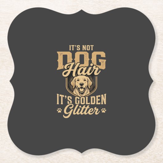 Grappige Goud Retriever Hond Haar Glitter Kartonnen Onderzetters (Voorkant)