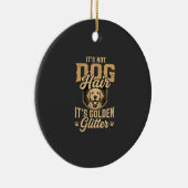 Grappige Goud Retriever Hond Haar Glitter Keramisch Ornament (Rechts)